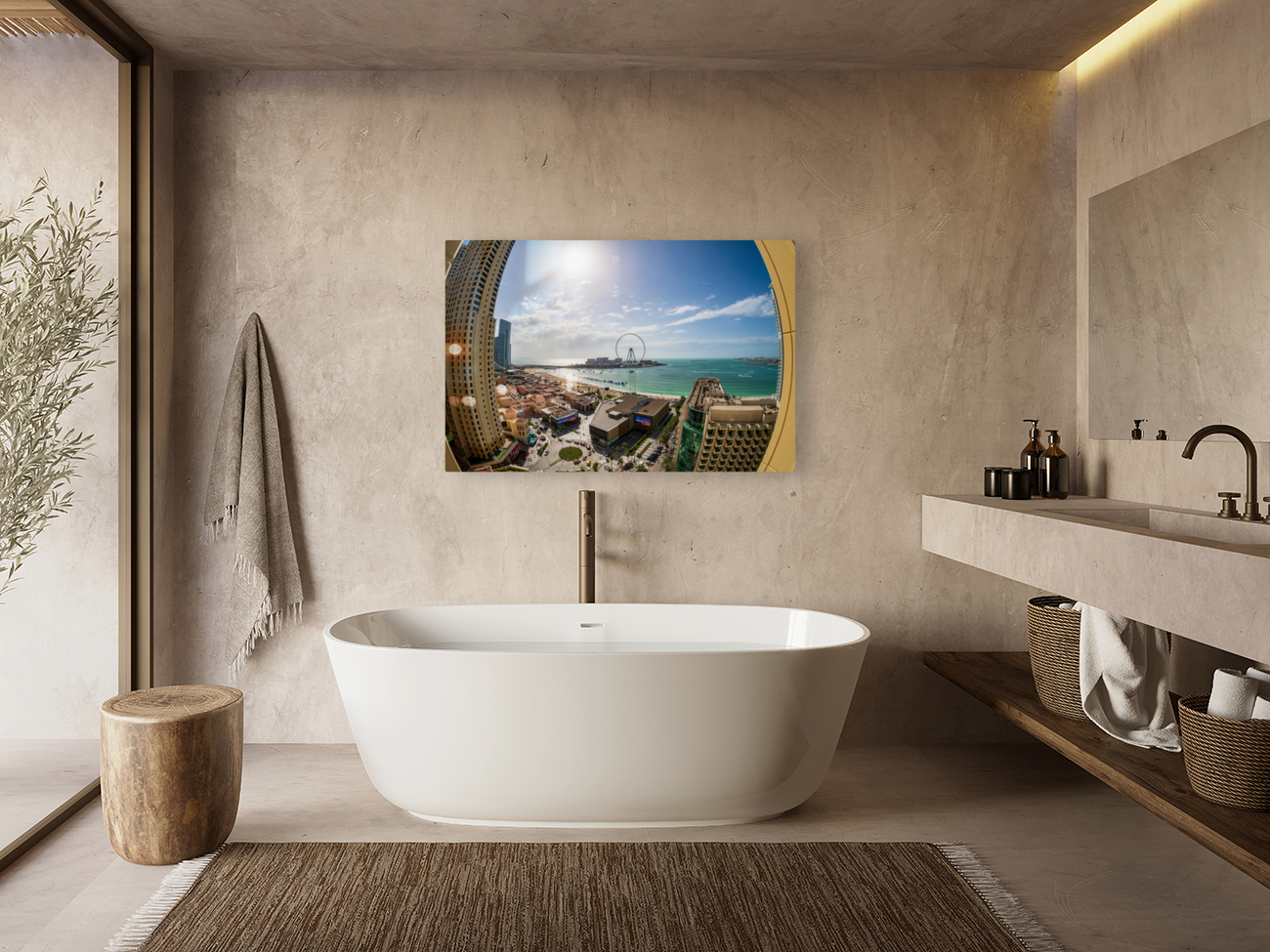 Fisheye view of Dubai observation wheel on Bluewaters Island Reproduction