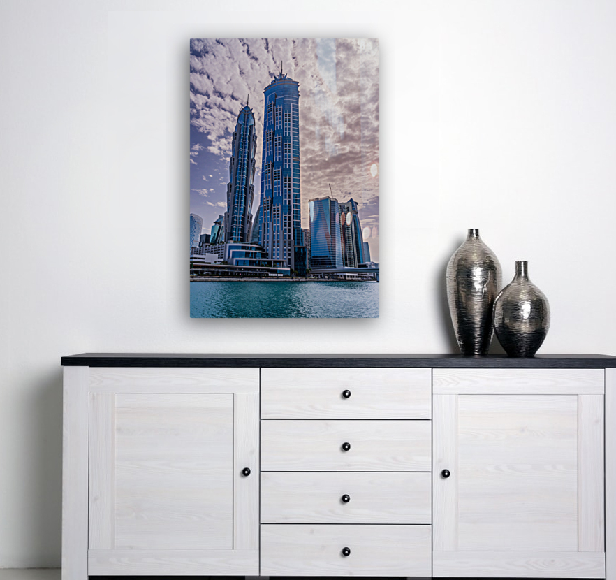 Modern apartments of Dubai Business Bay along the Canal Reproduction