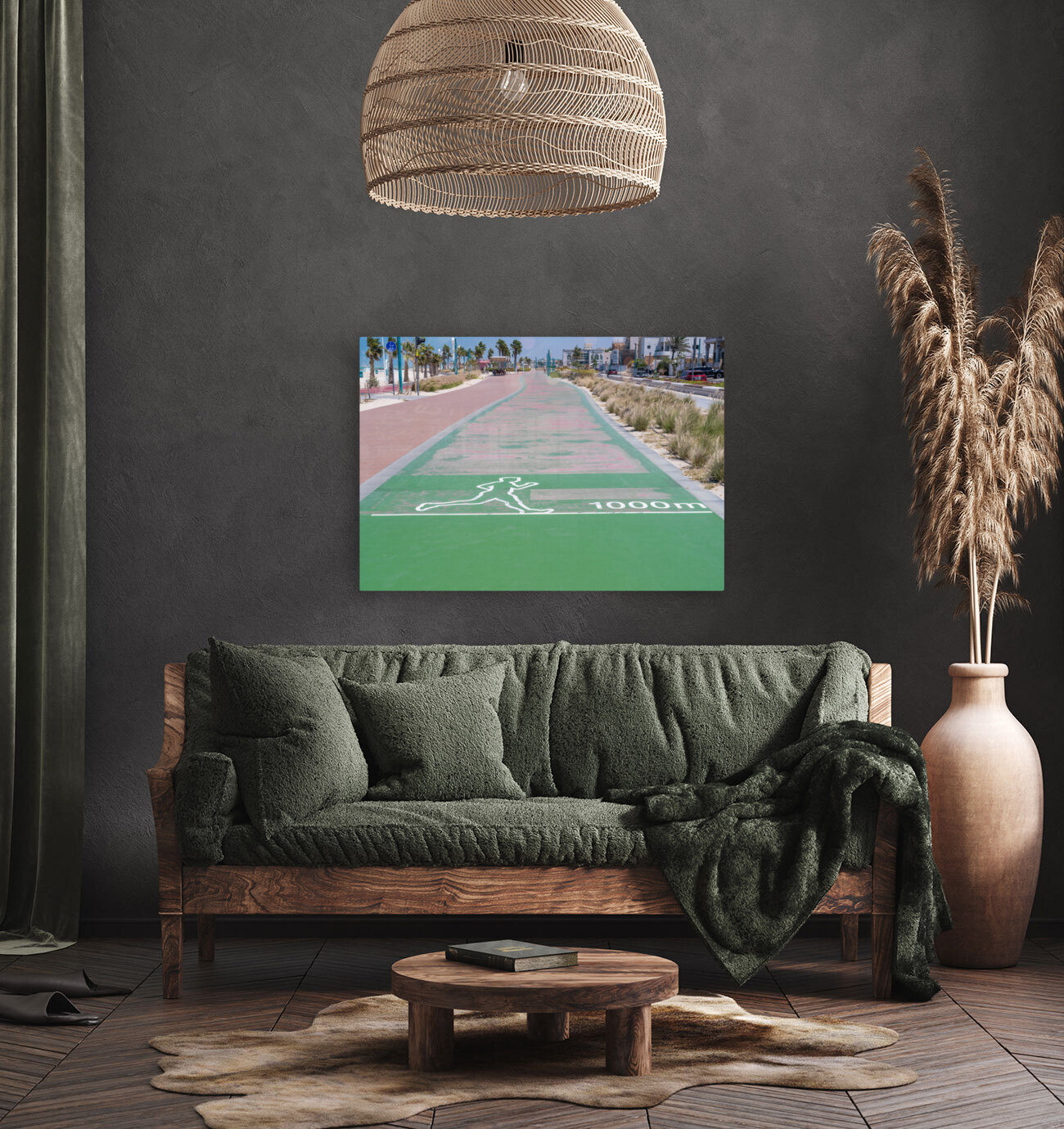 Rubber surface of running track alongside Dubai beach Reproduction