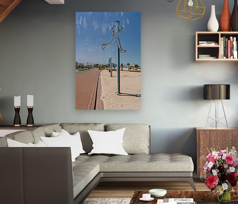 Rubber surface of running track alongside Dubai beach Reproduction