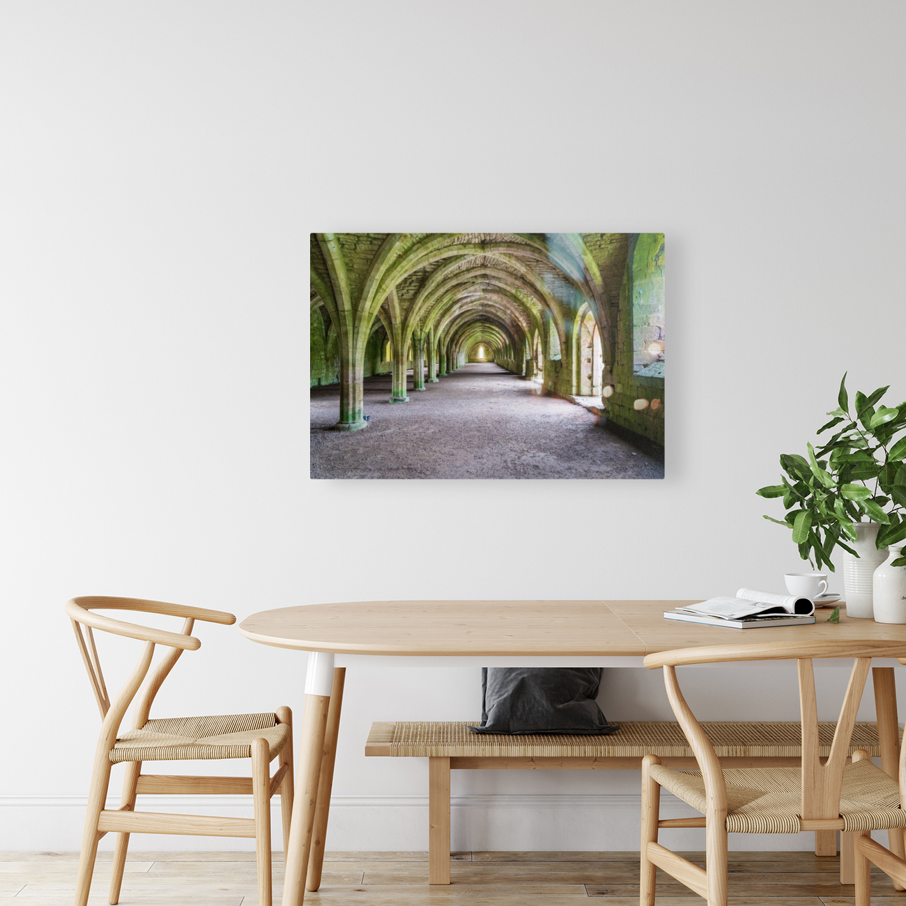 Cellarium at Fountains Abbey ruins in Yorkshire England Reproduction