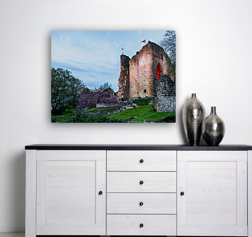 Old stone castle overlooking river in Knaresborough Reproduction