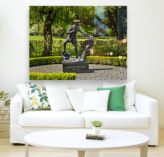  Wilfred Owen statue in Oswestry park in Shropshire Reproduction