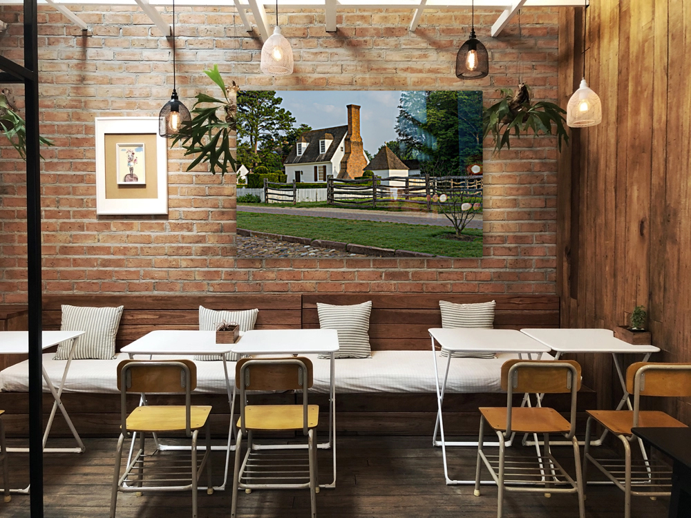 Old cottage and garden in Williamsburg Virginia Reproduction