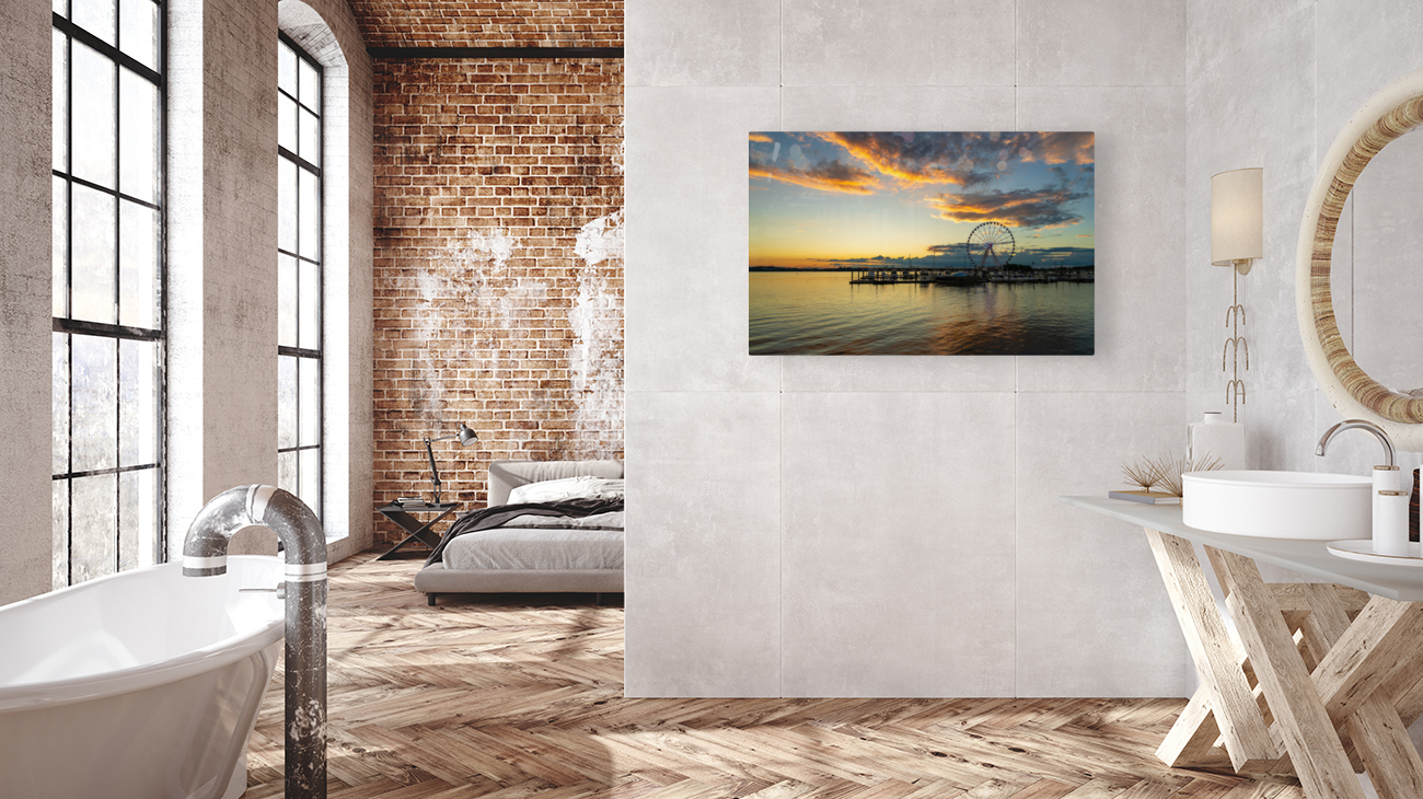 Ferris wheel at National Harbor at sunset Reproduction