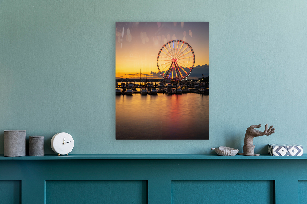 Ferris wheel at National Harbor at sunset Reproduction