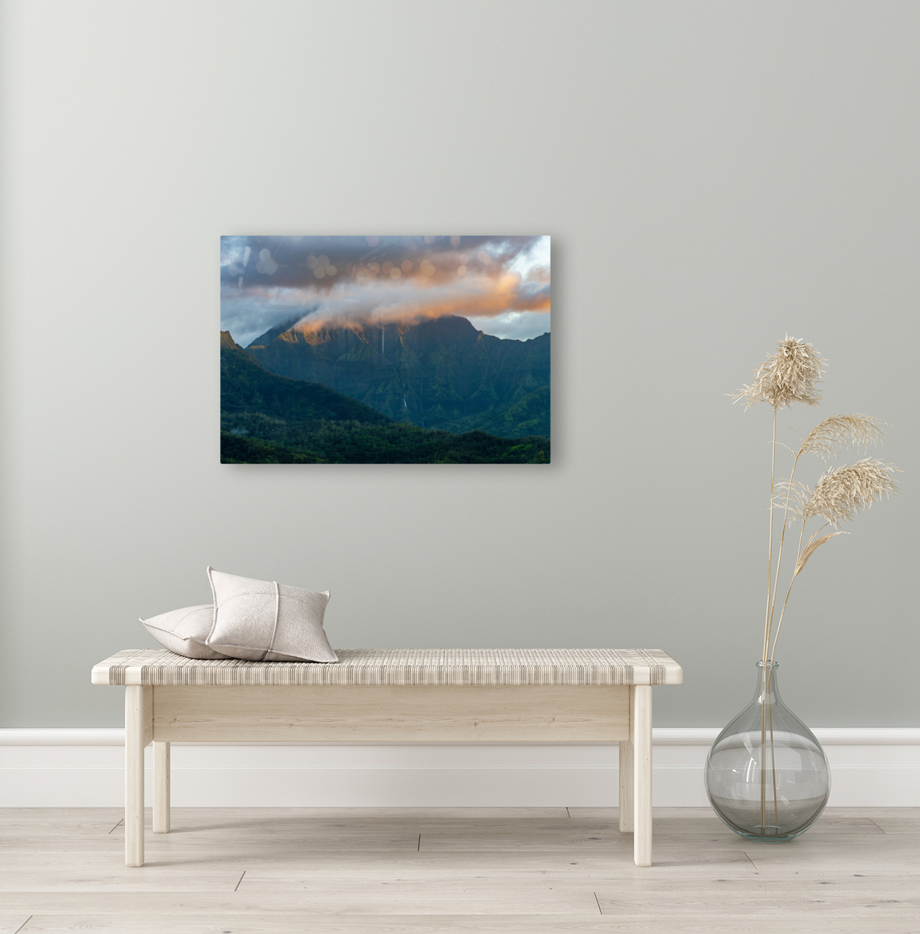 Sunset over the mountains of Hanalei Bay Reproduction