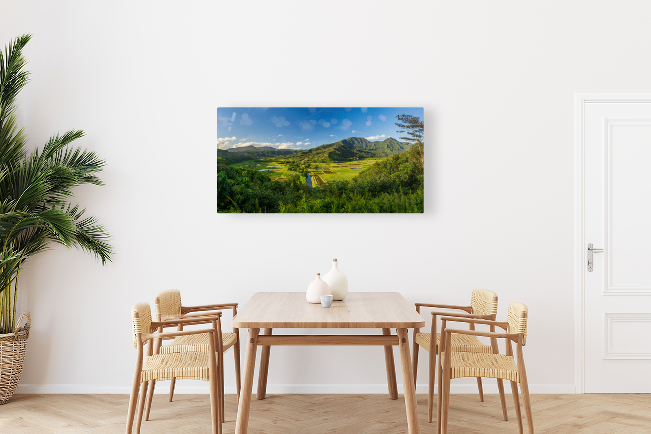 Panoramic view over the Hanalei national wildlife refuge Kauai Reproduction