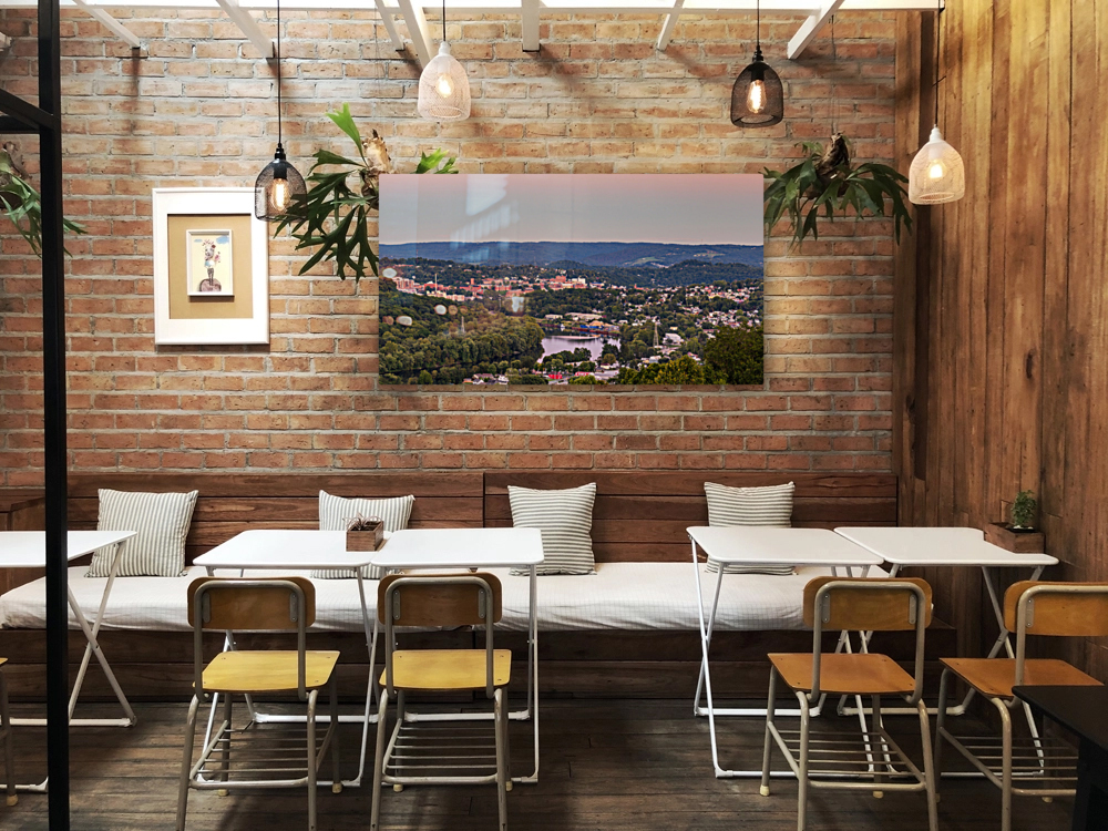 Sunset lights the sky above Morgantown in West Virginia Reproduction