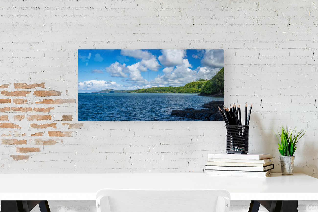 Panoramic view of Princeville coastline on Kauai Reproduction