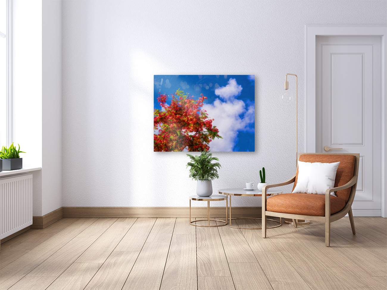 Impressionistic painting of rainbow shower tree blossoms Reproduction