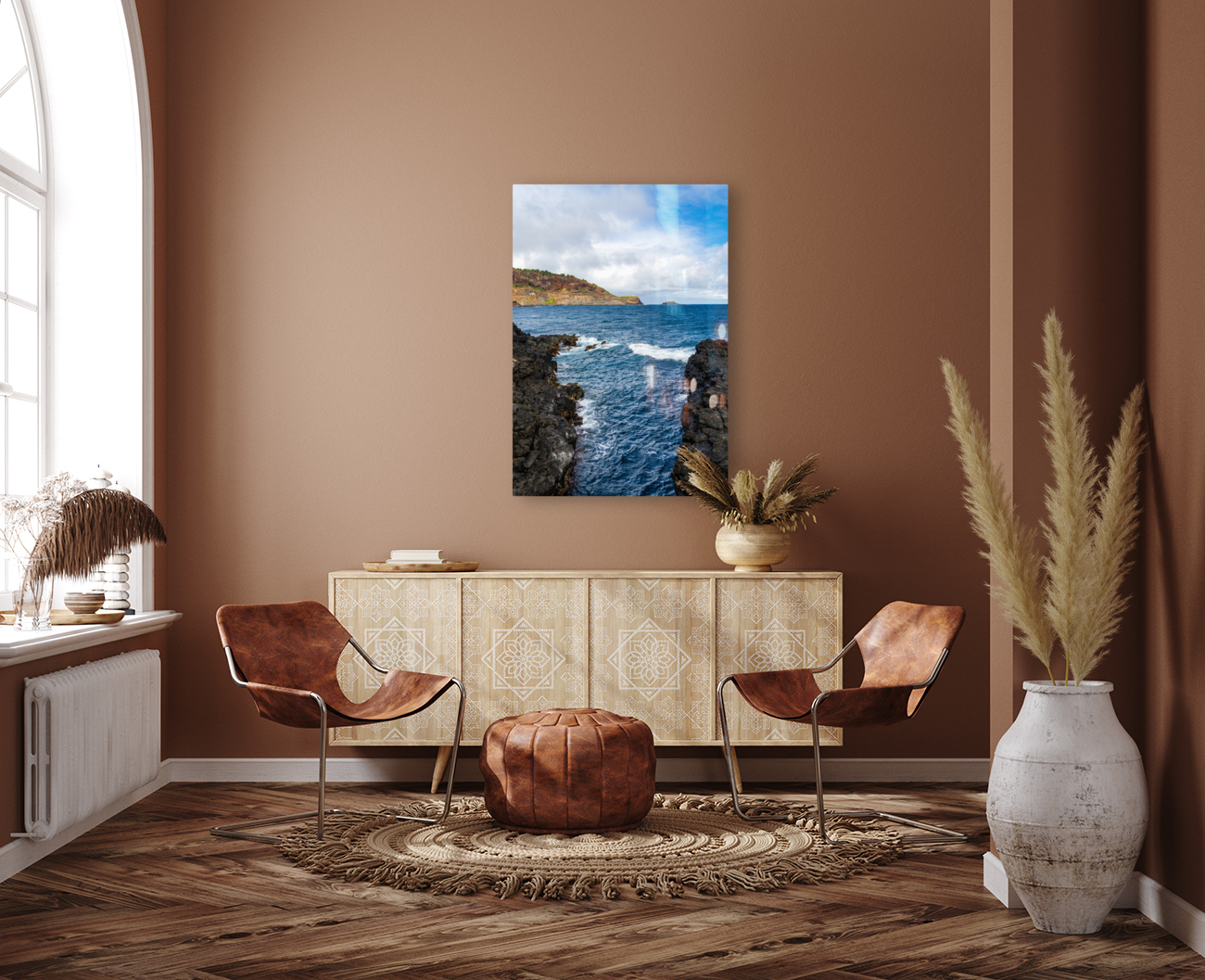 Kilauae lighthouse on headland seen from Mokolea Point Reproduction