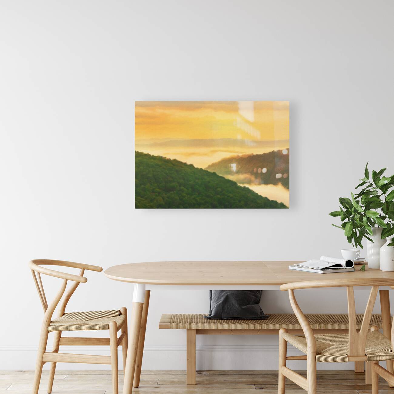 Painting of Cheat River gorge at sunrise near Raven Rock Reproduction