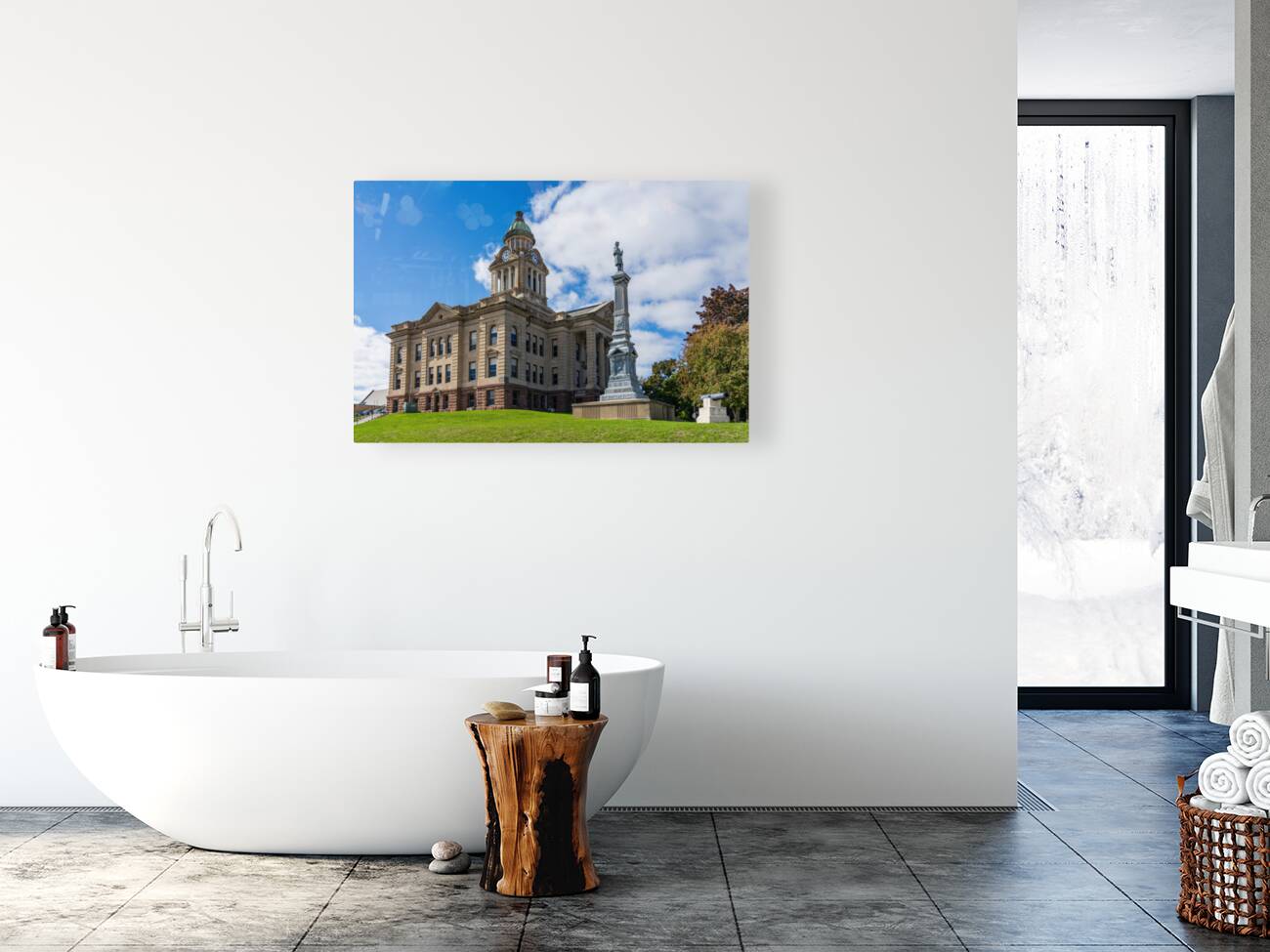 Facade and clock tower of Winneshiek County Courthouse Decorah Reproduction