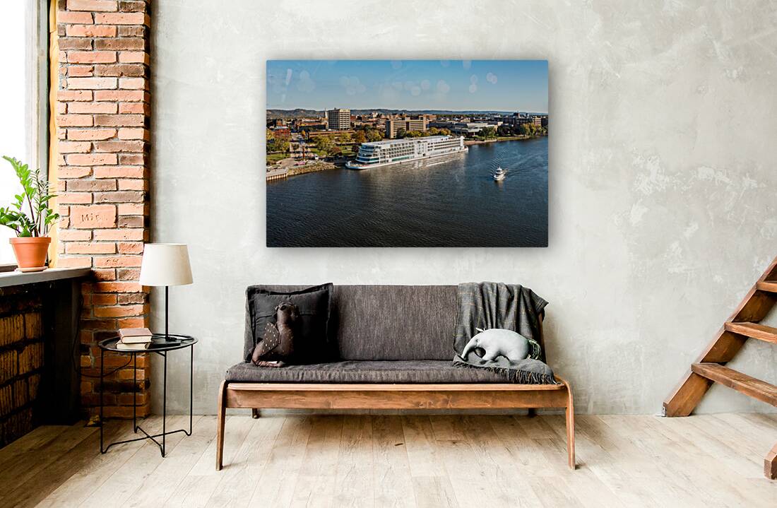 Viking Mississippi docked La Crosse Wisconsin on the Mississippi River Reproduction