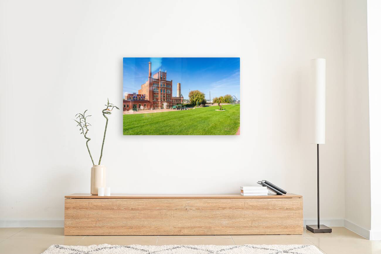 Historic Dubuque Star Brewery alongside Mississippi river Reproduction