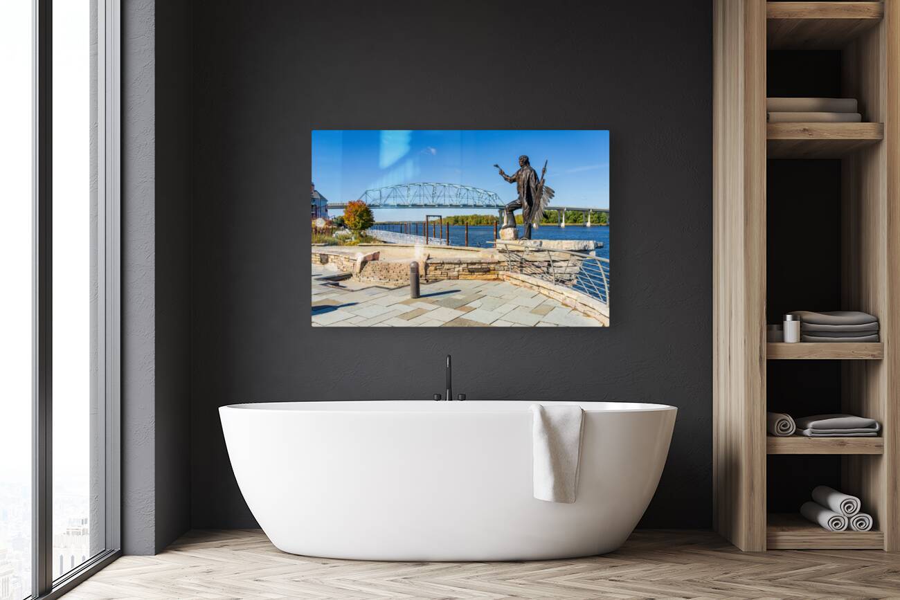 Statue alongside the Mississippi River in Wabasha Minnesota Reproduction