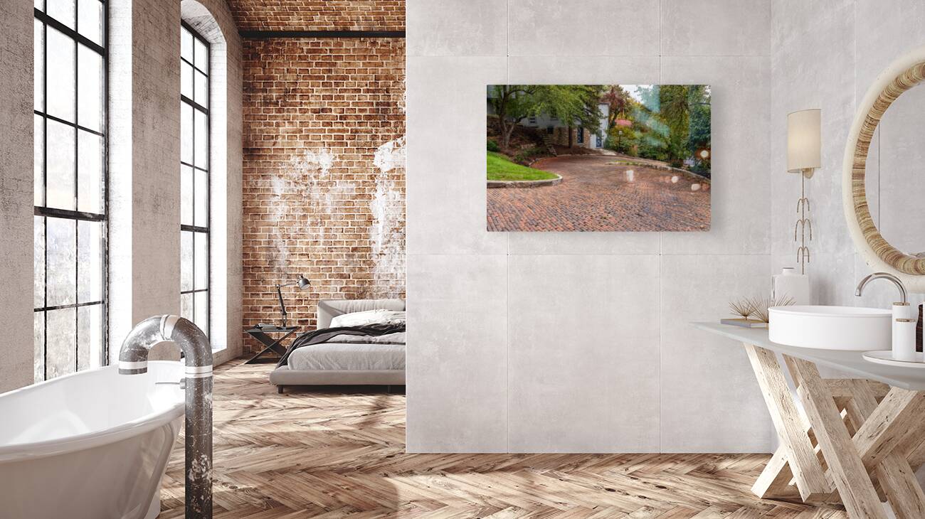 Pattern of bricks on Snake Alley in Burlington Iowa Reproduction