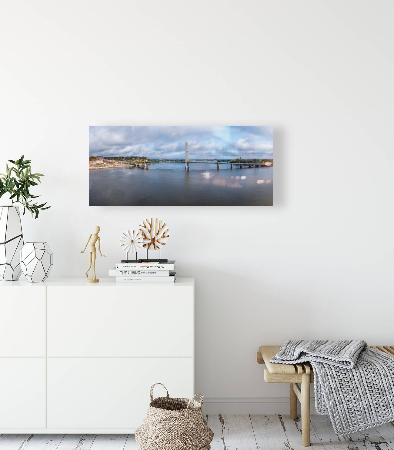 Modern suspension bridge from Burlington Iowa to Illinois Reproduction