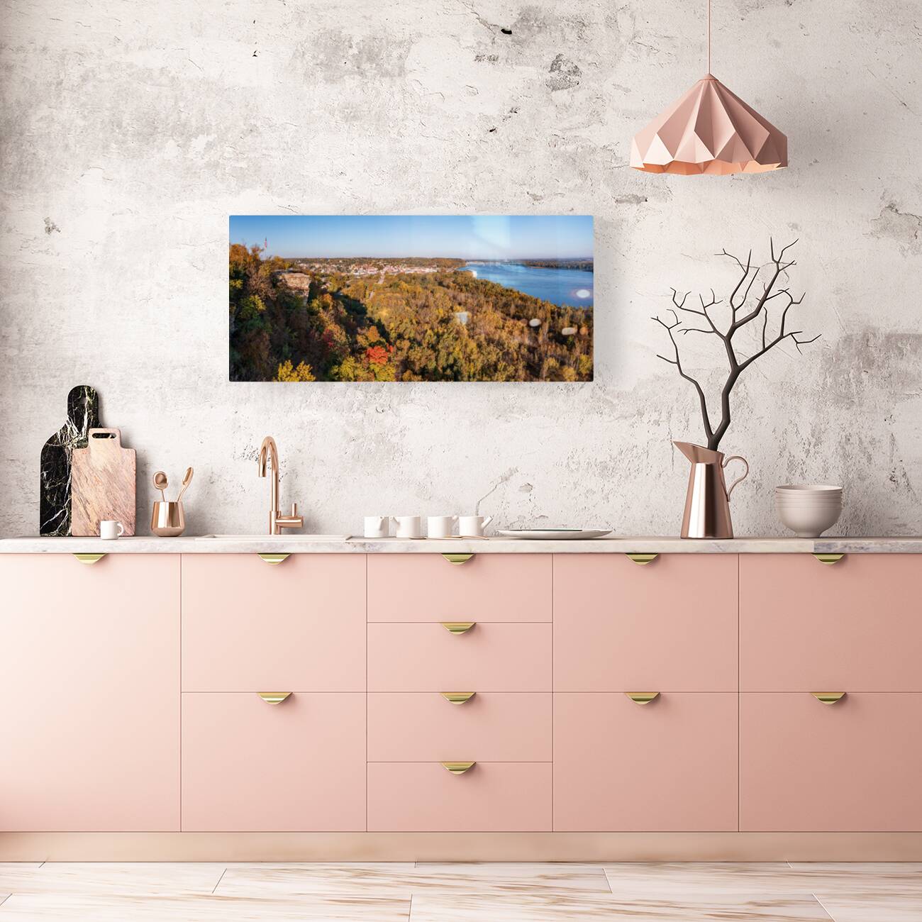 Lovers Leap overlook in Hannibal Missouri with townscape Reproduction