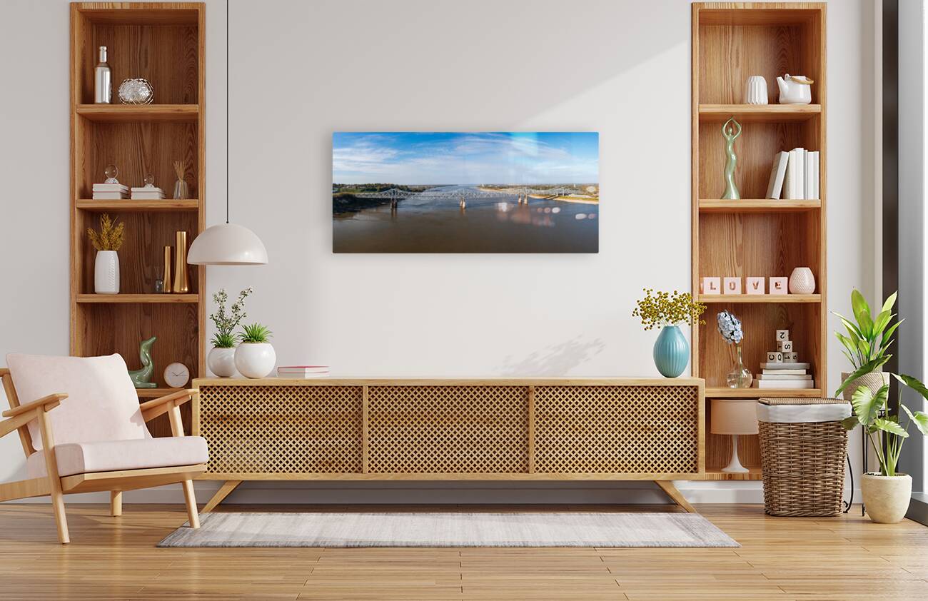 I84 interstate bridge by Natchez MS over Mississippi river in Oc Reproduction