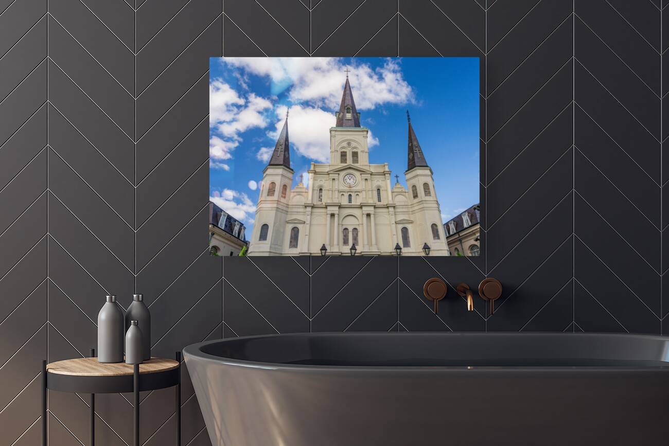 Facade of Cathedral Basilica of Saint Louis in New Orleans LA Reproduction