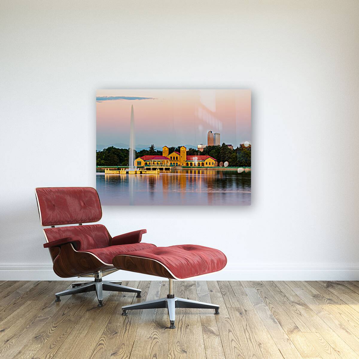 City Park in Denver with boathouse Ferril Lake Reproduction