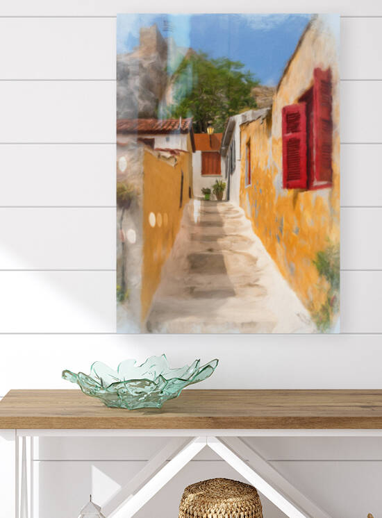Digital oil painting of Anafiotika in Athens by Steve Heap
