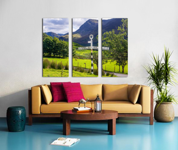 Buttermere road sign in english lake district Split Canvas print