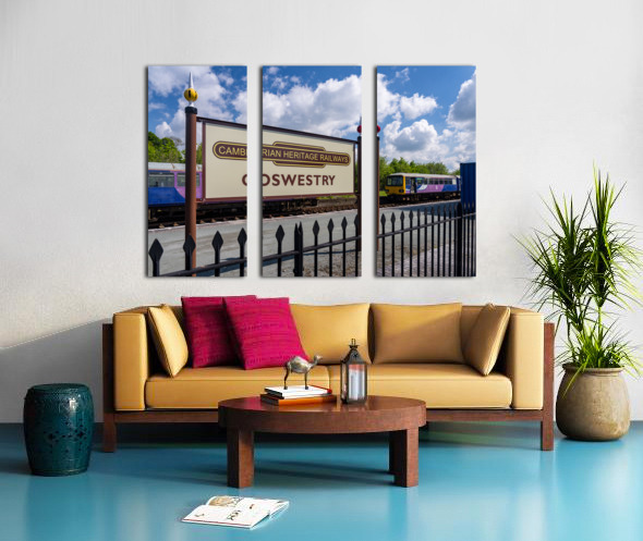 Oswestry railway station sign in Shropshire Split Canvas print