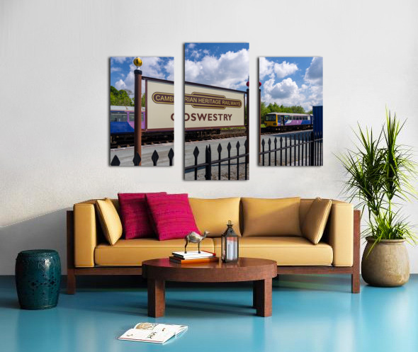 Oswestry railway station sign in Shropshire Canvas print