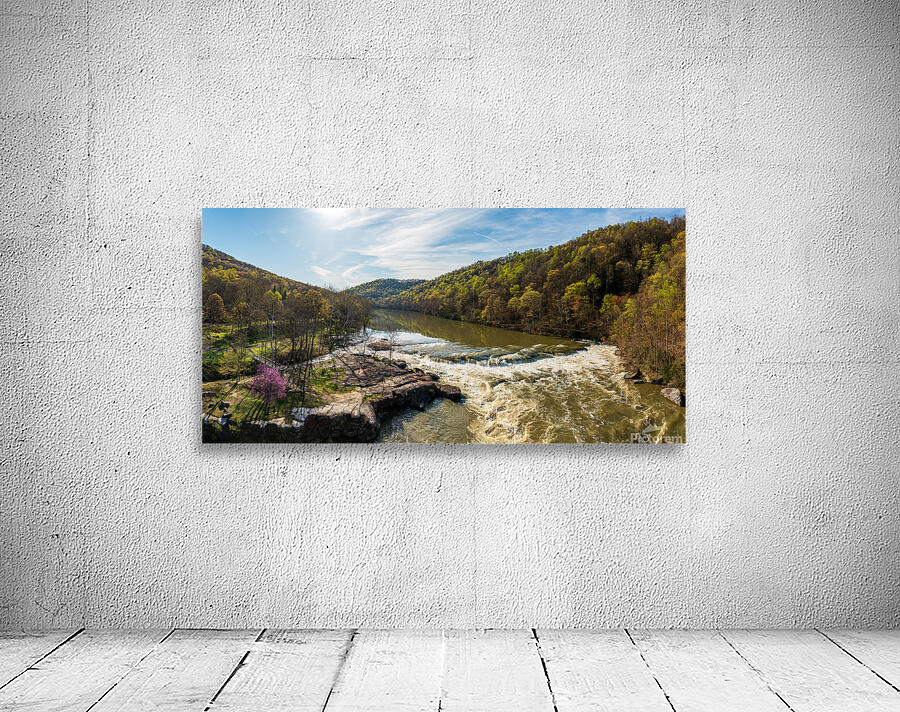 Cascades of flooded Valley Falls on a bright spring morning Wall Preview