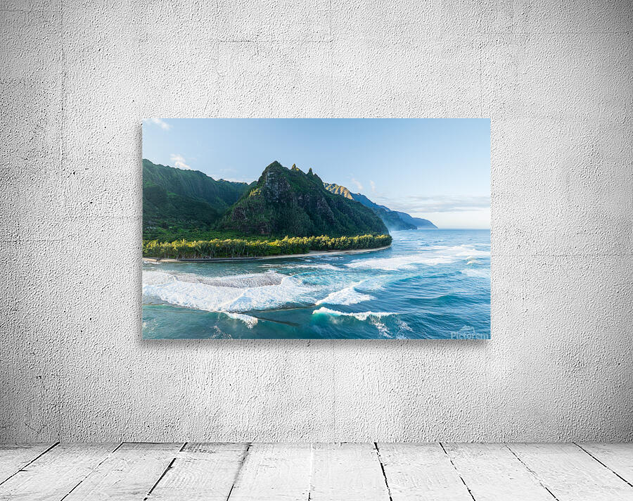 View along Haena beach towards Kee Beach and Na Pali coastline Wall Preview