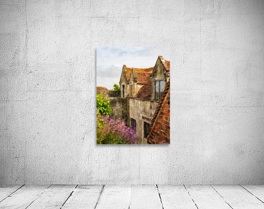 Digital oil painting of Yarmouth Castle building with red tiled  Wall Preview