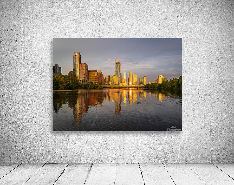 Waterline dominates city skyline of Austin Texas at sunset in 20 Wall Preview
