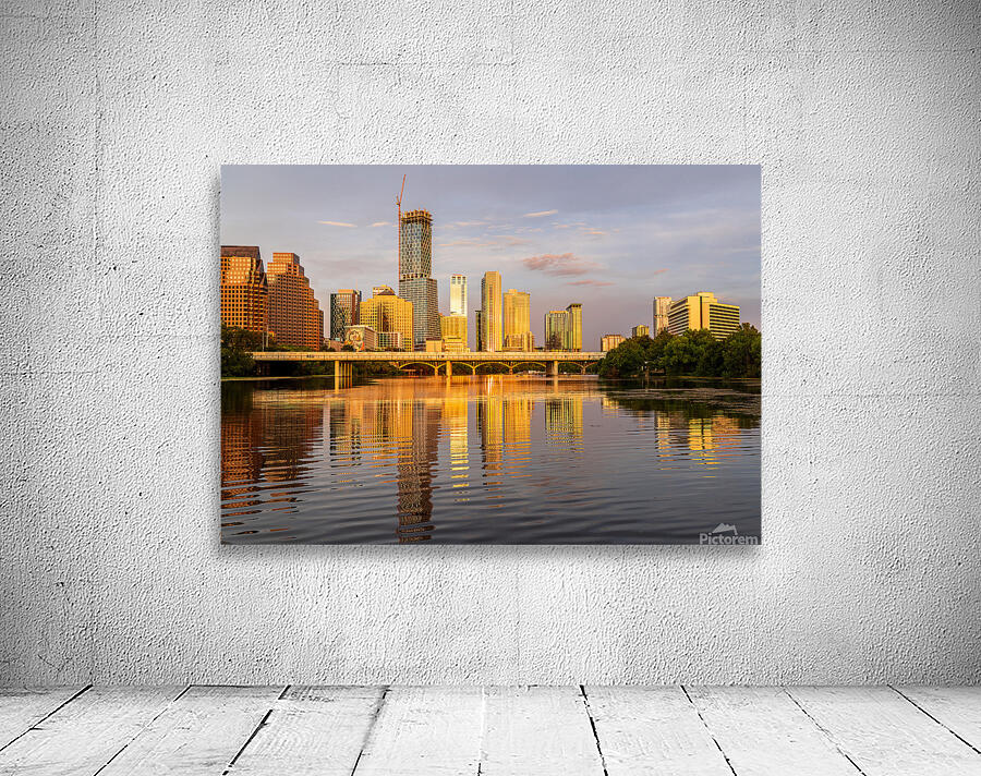 Waterline dominates city skyline of Austin Texas at sunset in 20 Wall Preview