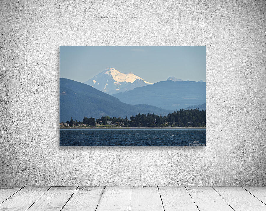 Shades of blue with Mt Baker in misty distance behind Samish Isl Wall Preview