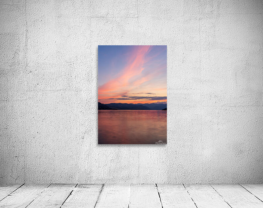 Sunset over Lake Chelan with dramatic sky reflected in long dura Wall Preview