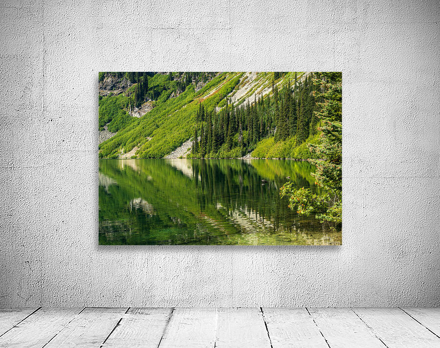 Mirror image reflection of Rainy Lake in North Cascades National Wall Preview