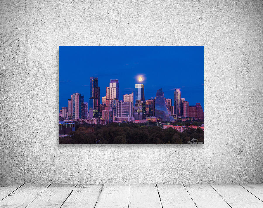 Harvest moon over the Austin skyline from Zilker Park Wall Preview