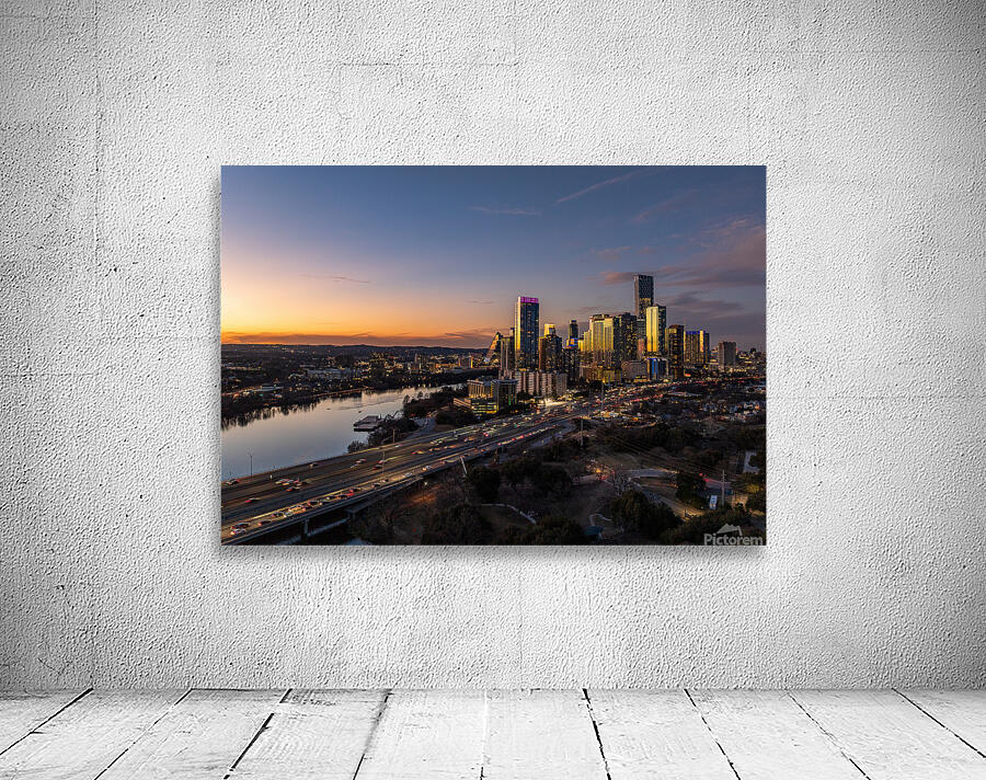 Evening over Austin downtown 2026 in aerial skyline Wall Preview