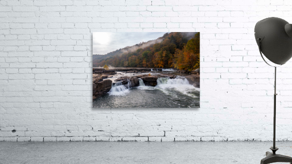Cascades of the Valley Falls on a misty fall day Wall Preview