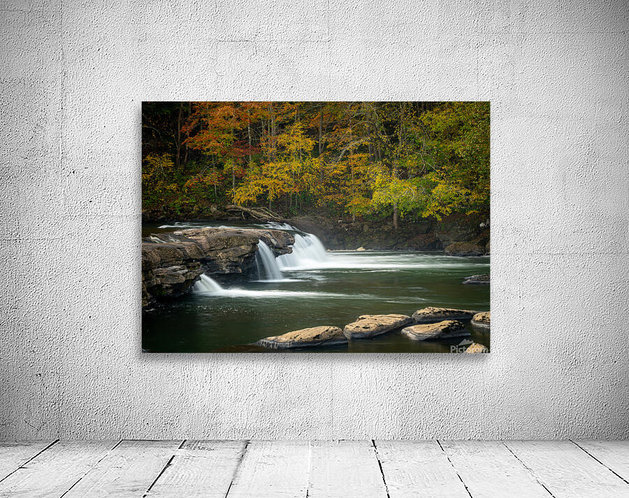 Cascades of the Valley Falls on a misty autumn day Wall Preview