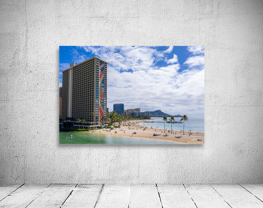 Hilton Hawaiian Village frames the shore in Waikiki Hawaii Wall Preview