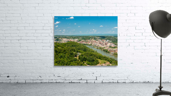 Aerial panorama image of the downtown and university in Morgantown Wall Preview