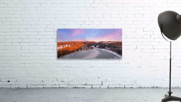 Aerial panorama of the frozen Cheat Lake in Morgantown Wall Preview
