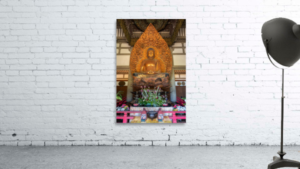 Statue of Buddha in the Byodo In buddhist temple on Oahu, Hawaii Wall Preview