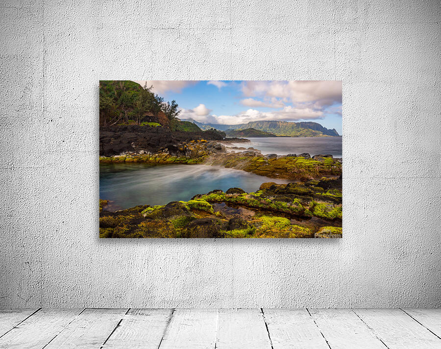 Long exposure image of the pool known as Queens Bath on  Kauai Wall Preview