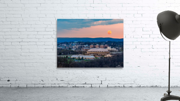 Super pink moon rises above the WVU coliseum on Evansdale campus Wall Preview