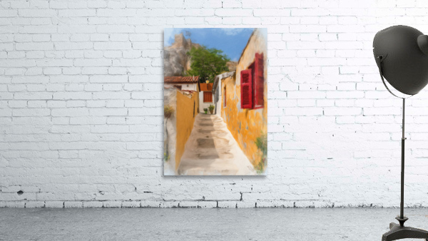Narrow street in Anafiotika in Athens Greece Wall Preview